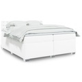 vidaXL Boxspringbett mit Matratze Weiß 200x200 cm Kunstleder