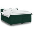 vidaXL Boxspringbett mit Matratze Dunkelgrün 200x200 cm Samt