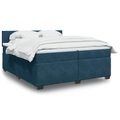vidaXL Boxspringbett mit Matratze Dunkelblau 200x200 cm Samt