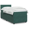 vidaXL Boxspringbett mit Matratze Dunkelgrün 100x200 cm Samt