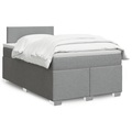 vidaXL Boxspringbett mit Matratze Hellgrau 120x200 cm Stoff