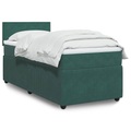 vidaXL Boxspringbett mit Matratze Dunkelgrün 80x200 cm Samt