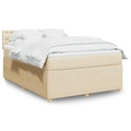 vidaXL Boxspringbett mit Matratze Creme 160x200 cm Stoff