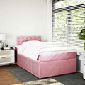 vidaXL Boxspringbett mit Matratze Rosa 120x190 cm Samt