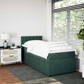 vidaXL Boxspringbett mit Matratze Dunkelgrün 90x200 cm Samt