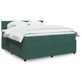 vidaXL Boxspringbett mit Matratze Dunkelgrün 200x200 cm Samt