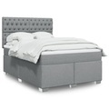 vidaXL Boxspringbett mit Matratze Hellgrau 140x200 cm Stoff