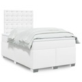 vidaXL Boxspringbett mit Matratze Weiß 120x200 cm Kunstleder