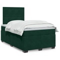 vidaXL Boxspringbett mit Matratze Dunkelgrün 120x200 cm Samt