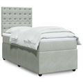 vidaXL Boxspringbett mit Matratze Hellgrau 100x200 cm Samt
