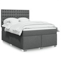 vidaXL Boxspringbett mit Matratze Dunkelgrau 140x200 cm Stoff