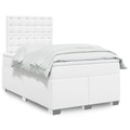 vidaXL, vidaXL Boxspringbett mit Matratze Weiß 120x200 cm Kunstleder