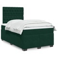 vidaXL Boxspringbett mit Matratze Dunkelgrün 120x200 cm Samt