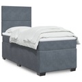 vidaXL Boxspringbett mit Matratze Dunkelgrau 100x200 cm Samt