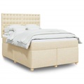 vidaXL Boxspringbett mit Matratze Creme 140x200 cm Stoff