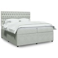vidaXL Boxspringbett mit Matratze Hellgrau 200x200 cm Samt