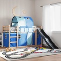 vidaXL Etagenbett mit Rutsche und Gardinen Blau 80x200 cm