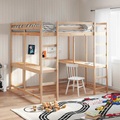 vidaXL Hochbett mit Schreibtisch & Leiter 160x200 cm Massivholz Kiefer