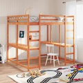 vidaXL Hochbett mit Schreibtisch & Leiter Braun 160x200 cm Kiefernholz