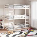 vidaXL Dreifach-Etagenbett Weiß 90x200 cm Massivholz Kiefer