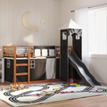 vidaXL Etagenbett mit Rutsche und Gardinen Weiß und Schwarz 90x200 cm