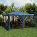 vidaXL, vidaXL Partyzelt mit 8 Mesh-Seitenteilen Blau 4x4 m HDPE