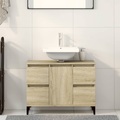 vidaXL Waschbeckenunterschrank Sonoma-Eiche 80x33x60 cm Holzwerkstoff
