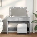 vidaXL Schminktisch mit LED-Beleuchtung Betongrau 100x40x120 cm