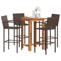 vidaXL 5-tlg. Gartenbar-Set Braun Massivholz Akazie und Poly Rattan