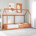 vidaXL, vidaXL Kinderbett Hausbett Wachsbraun 90x190 cm Massivholz Kiefer