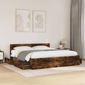 vidaXL Bettgestell mit Kopfteil Räuchereiche 200x200 cm Holzwerkstoff