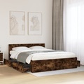 vidaXL Bettgestell mit Kopfteil Räuchereiche 150x200 cm Holzwerkstoff