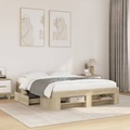 vidaXL Bettgestell Sonoma-Eiche 120x190 cm Holzwerkstoff