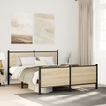 vidaXL Metallbett ohne Matratze Sonoma-Eiche 140x190 cm