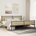vidaXL Metallbett ohne Matratze Sonoma-Eiche 193x203 cm