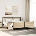 vidaXL Metallbett ohne Matratze Sonoma-Eiche 180x200 cm