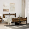 vidaXL Metallbett ohne Matratze Räuchereiche 150x200 cm