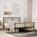 vidaXL Metallbett ohne Matratze Sonoma-Eiche 150x200 cm
