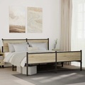 vidaXL Metallbett ohne Matratze Sonoma-Eiche 160x200 cm