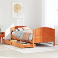 vidaXL Massivholzbett ohne Matratze Wachsbraun 90x200 Kiefernholz