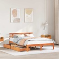 vidaXL Massivholzbett mit Schubladen Wachsbraun 150x200 cm Kiefer