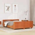 vidaXL Massivholzbett ohne Matratze Wachsbraun 135x190 cm Kiefernholz