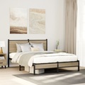 vidaXL, vidaXL Metallbett ohne Matratze Sonoma-Eiche 140x200 cm