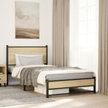 vidaXL Metallbett ohne Matratze Sonoma-Eiche 107x203 cm