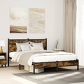 vidaXL Metallbett ohne Matratze Räuchereiche 140x200 cm