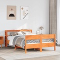 vidaXL Massivholzbett ohne Matratze Wachsbraun 120x190 cm Kiefernholz