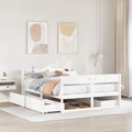 vidaXL Massivholzbett ohne Matratze Weiß 160x200 Kiefernholz