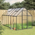 vidaXL, vidaXL Gewächshaus mit Fundamentrahmen Anthrazit 334x169x195 cm Alu
