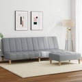 vidaXL Schlafsofa 2-Sitzer mit Fußhocker Hellgrau Stoff