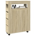 vidaXL Schmaler Badschrank mit Rädern Sonoma-Eiche Holzwerkstoff